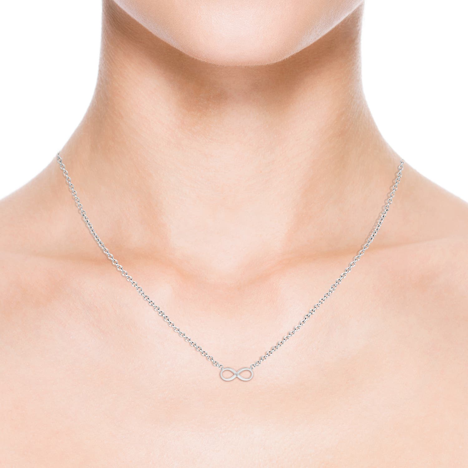 Sideways Infinity Necklace with Flush-Set Natural Diamond